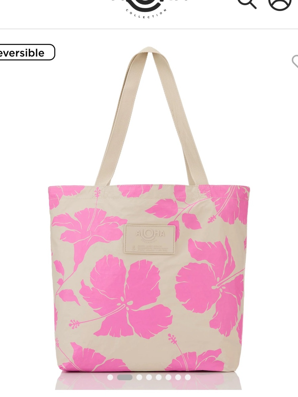 ALOHA Collection Reversible Salina Tote in Pink Floral on Sandstone. SOLD OUT!